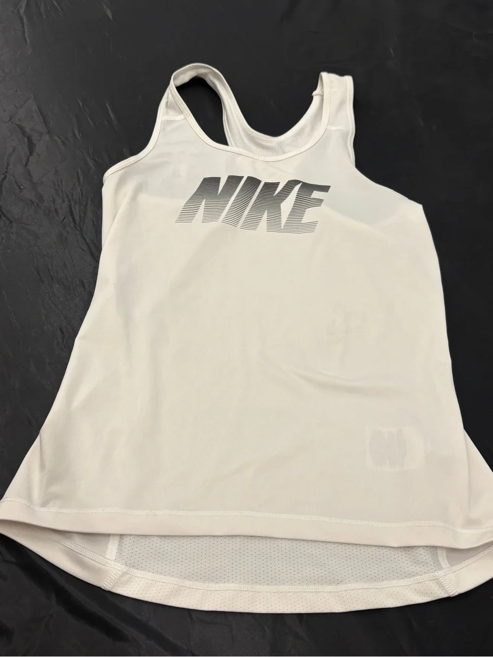 Nike Pro White Racerback Training Tank with Black stripe Logo